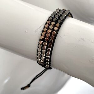 SHASHI Black & Multicolor Gold Rosegold Silver Beaded Pull on Bracelet